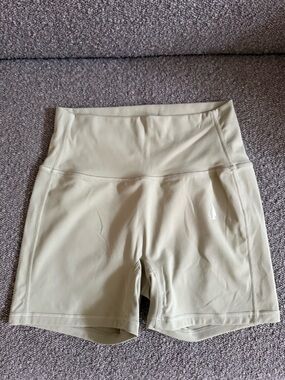 High-Rise Sage Green Women’s Bike Shorts with Discreet Logo